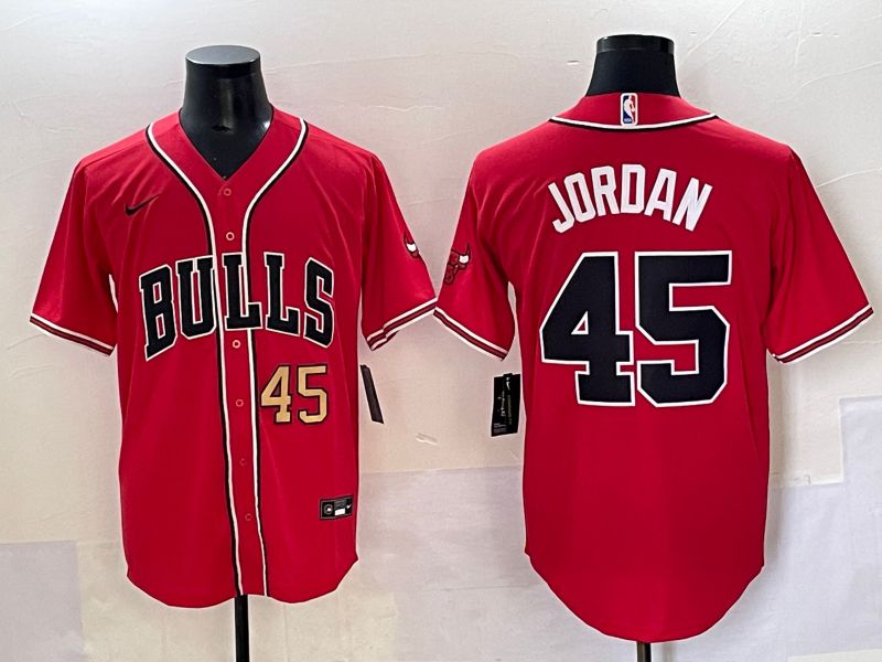 Men 2025 Chicago Bulls #45 Jordan Red Joint Name Nike NBA Jersey style 3